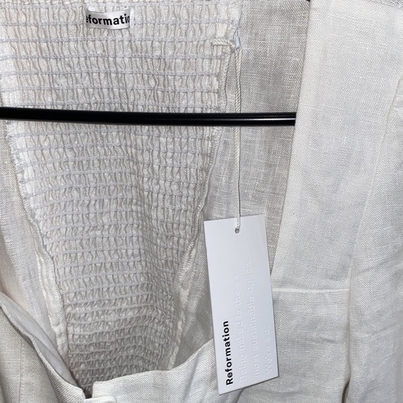 Reformation Micah Ballon Sleeve Linen Blouse Size 2 - Picture 5 of 5
